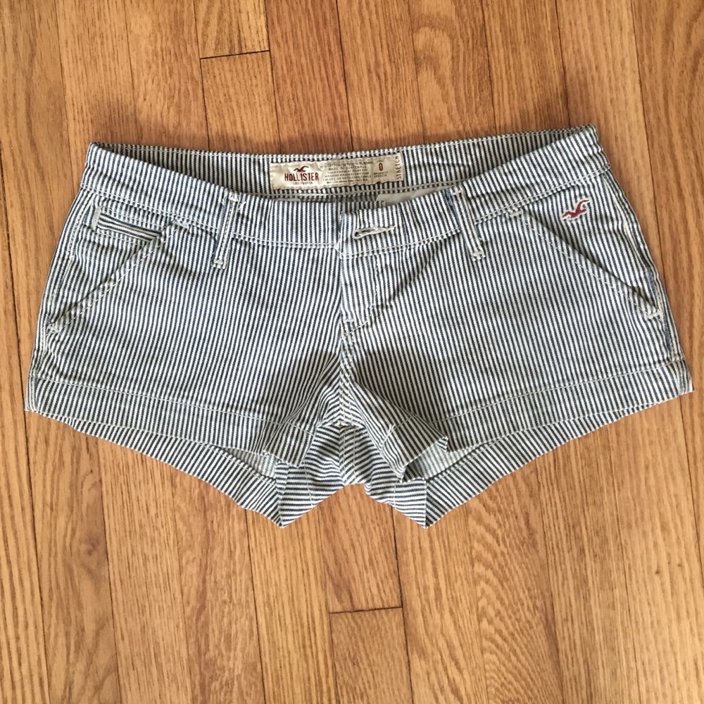 Blue and white Hollister conductor style shorts